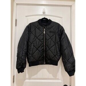 South Pole Black Puffer Satin Quilted VTG Y2K Bomber Zip Jacket 90s Women’s Sz L